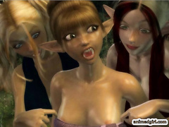 3D hentai shemales threesome titty and pussy fucked