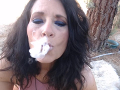 MATURE MOM Blows Smoke on your Cock outside