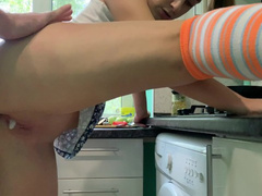 Young Mom Fucked during Cooking Dinner | CandyKitty |