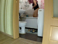 In the Toilet, the Son Fucked Stepmom in the Ass. Stepmom and Son Anal Sex