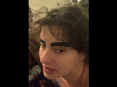 Attempting to Give my Boyfriend a Blowjob with Costume Eyebrows on (FUNNY)