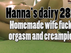 Hanna's Dairy 28: Homemade Horny Wife Fuck, Orgasm and Creampie.