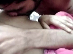 Akkuji new Indian webcam couple face show and boob suck