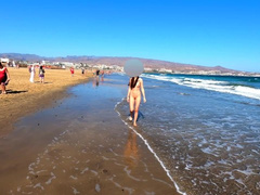 Public Nudity Teen Walking Naked on the Beach Amateur MiaAmahl