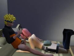 Naruto x Sakura Hentai. Hard Sex in Bedroom with Blowjob and Penetration