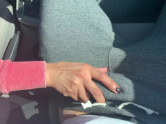 Young Latina GF Jerking Bf's Big White Cock in the Car for a Cumshot