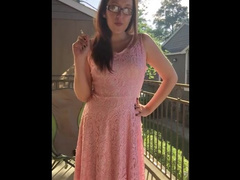 Sexy Goddess D Smoking in Pretty Pink Lace Dress - Full Length Video