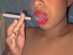 Red Lips Ebony Smoking Topless