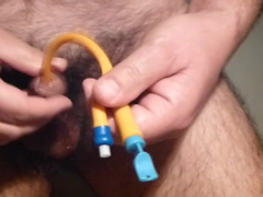 Piss and double cum together with catheter inside