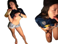 A Fan of Boca Juniors Sucks Cock, wants a Doggy Style Anal and Cum inside