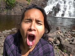 Public Agent - Latina Teen Luna Rain gives best Deepthroat next to Big Wet Waterfall Nature Porn 4K