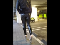 Walking in Public Latex Leggings and High Heels PMV Porn Music Video