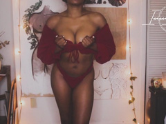 RED HOT Lingerie try on Haul Ebony Babe W/ Brown Perky Tits
