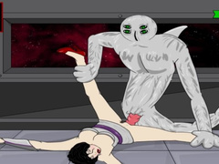 Girl in Space Fucked by 12 different Monsters | Cartoon Porn Games