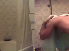 my unaware sister showering