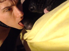 amateur boy sucking and kissing the dog