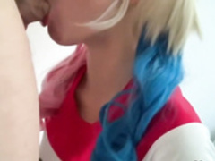 Fucked Harley Quinn in stockings and made him suck