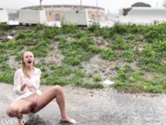 Ivy rose naked in Public in the rain