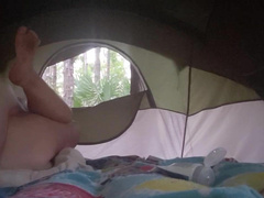 Hot summer day hard fuck in tent