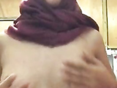 Muslim Indonesian girl flashes tits