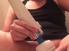 Using wand and big dildo to cum for daddy
