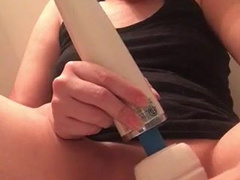 Using wand and big dildo to cum for daddy