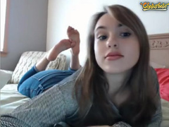 Sexy teen showing feet and tits