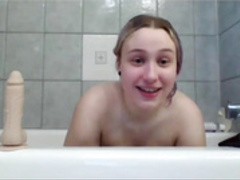 Chubby teen takes a shower
