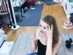Banana drinks a glass of foreign cum (Angle 2)