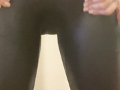 Nina showing off ass in leather leggings