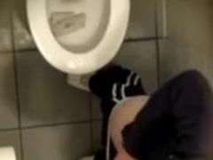 Spying girls in toilet peeing - all filmed from above