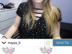 Innocent Mayaa_li being shy after she flashes her boobs