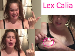 Lex Calia scratches and picks at her pink nipple