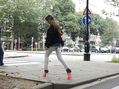 Julie skyhigh: slut walking public in GML high heels & jeans