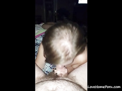Fat wife gives me another blowjob and I record it