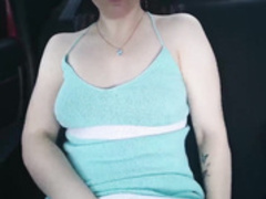 angelawhity plays with pussy in the back seat of a car