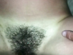 Cum on wife body shot  and hairy pussy