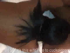Wife has big orgasm with black bull while husband watch