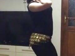 My cousin belly dance exercise with black leggings