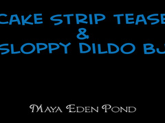 Maya Eden - Stripy-Strip-Tease-and-Sloppy-Dildo-BJ