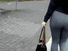 Juicy teen ass in tight leggings walking