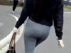 Juicy teen ass in tight leggings walking