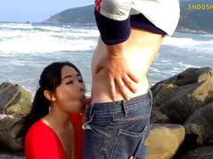 Asian blowjob by the sea