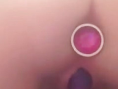 Teen so horny with dildo nearly dropping anal plug