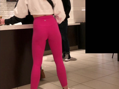 Slim Blonde In Pink Leggings Candid Ass