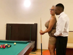 Huge tits fuck bbc on pool table
