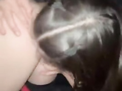 Two lesbian lick pussy in the car