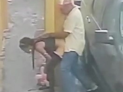 Sucking cock for drugs on the street CCTV