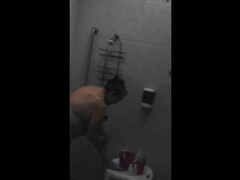 bbw naturist taking a hot shower