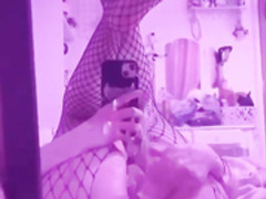 Cute goth girl squirts in mirror